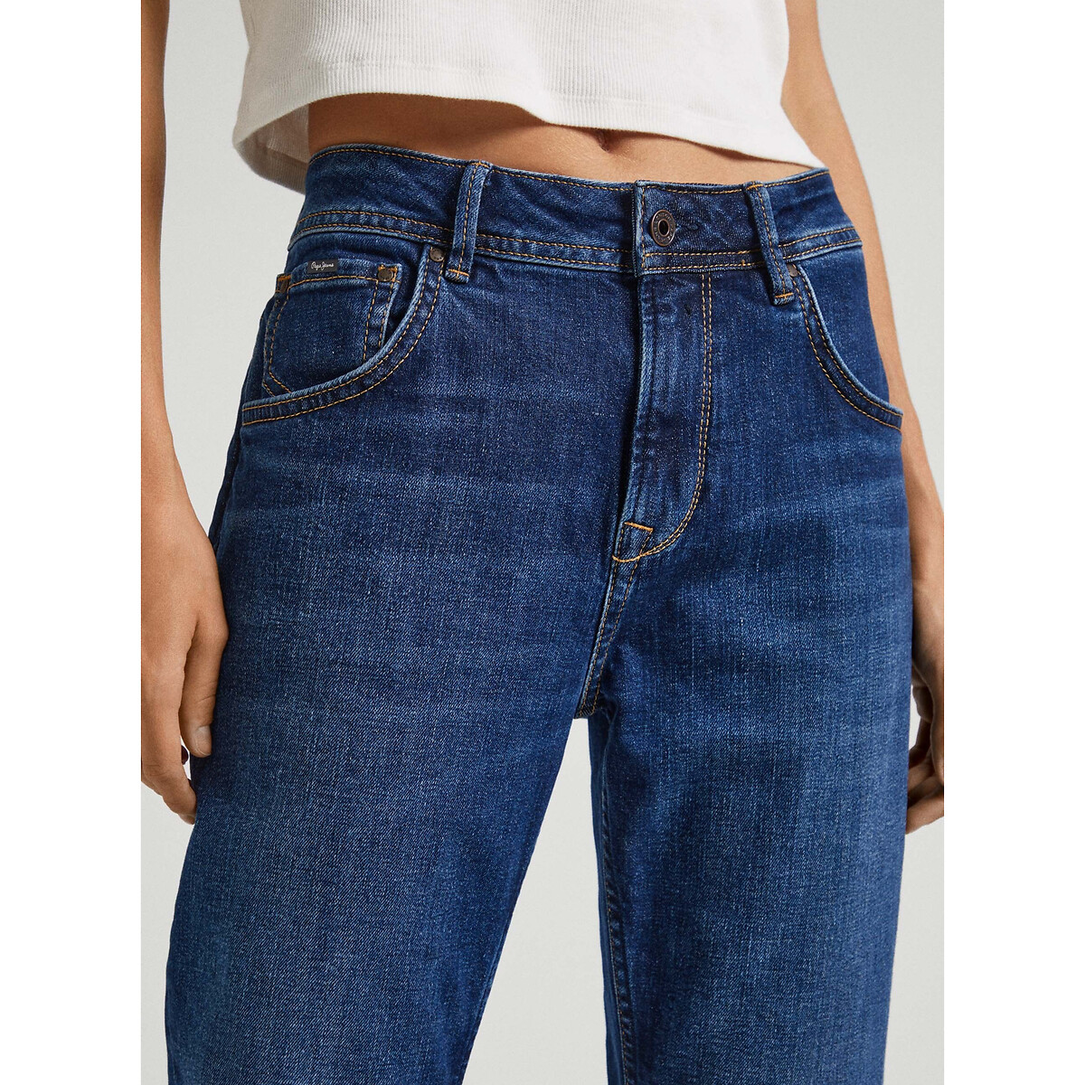 Jean droit tapered taille haute VIOLET dark blue, PEPE JEANS
