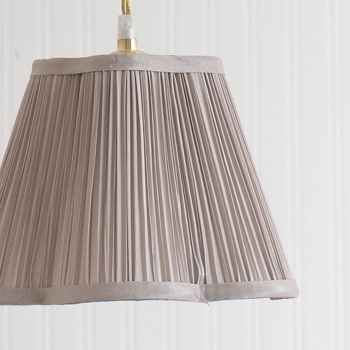 25.5cm Louis Pleated Faux Silk Scalloped Easy Fit Lamp Shade light grey, SO'HOME