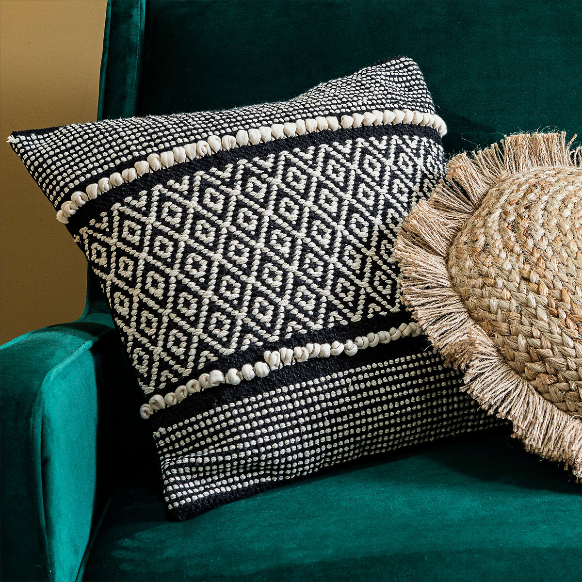 Housse de coussin CURICO naturel/noir, LA REDOUTE INTERIEURS