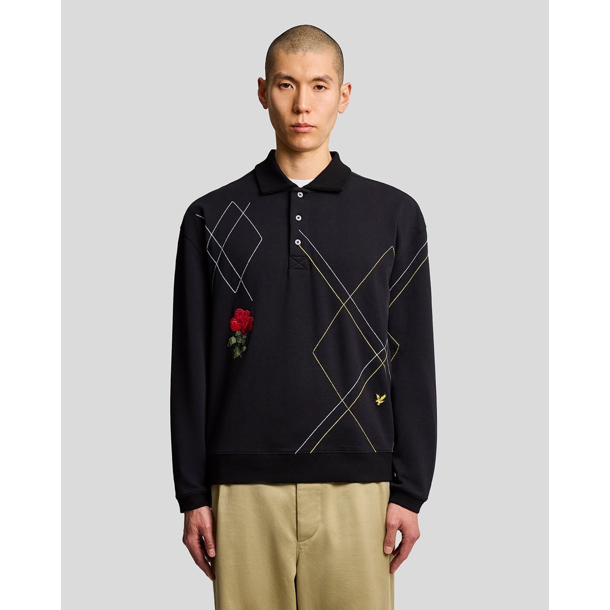 Maillot de rugby à losanges noir jais, LYLE & SCOTT