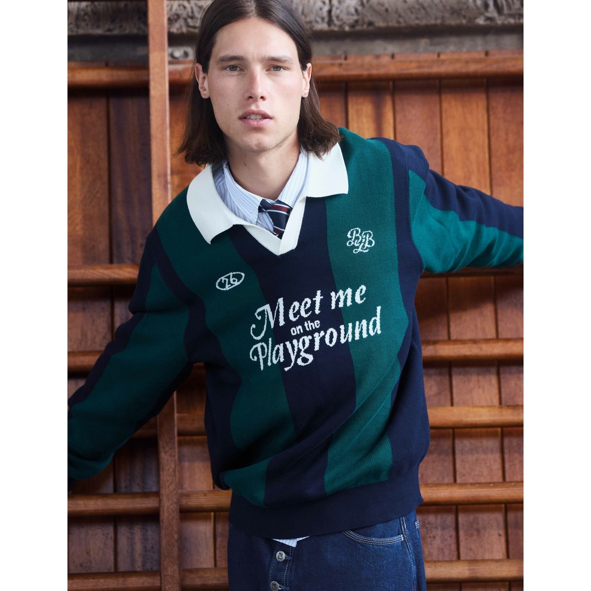 Pull col polo sport vert, BZB