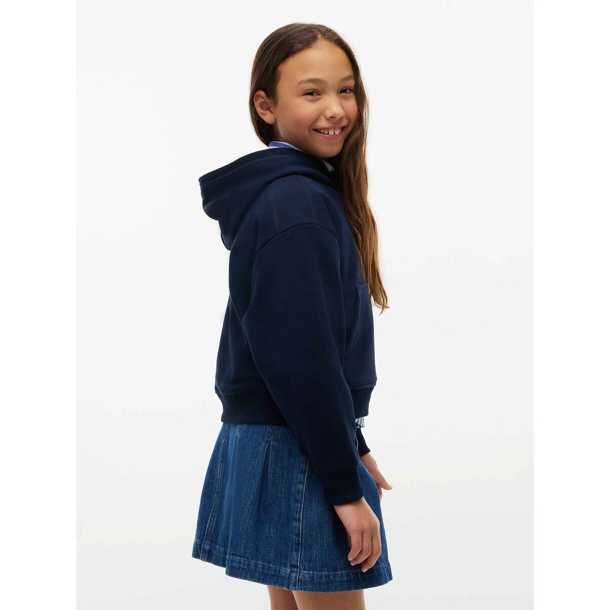Sweat à capuche en molleton bleu marine, TOMMY HILFIGER