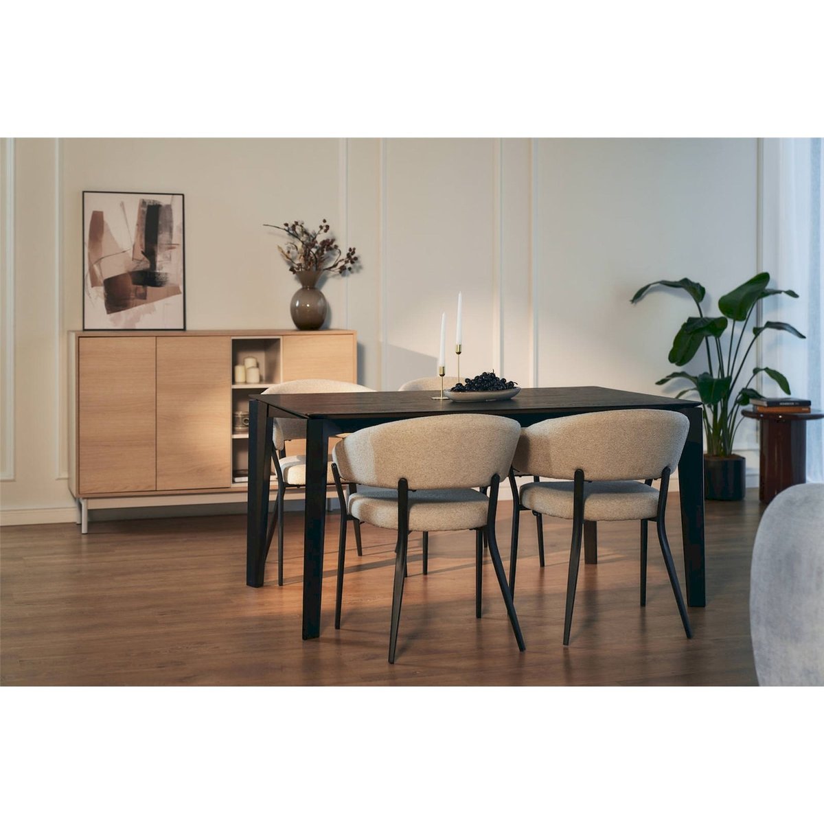 Buffet 3 portes bois collection LAYEN chêne lindberg et beige cachemire, RECOLLECTION