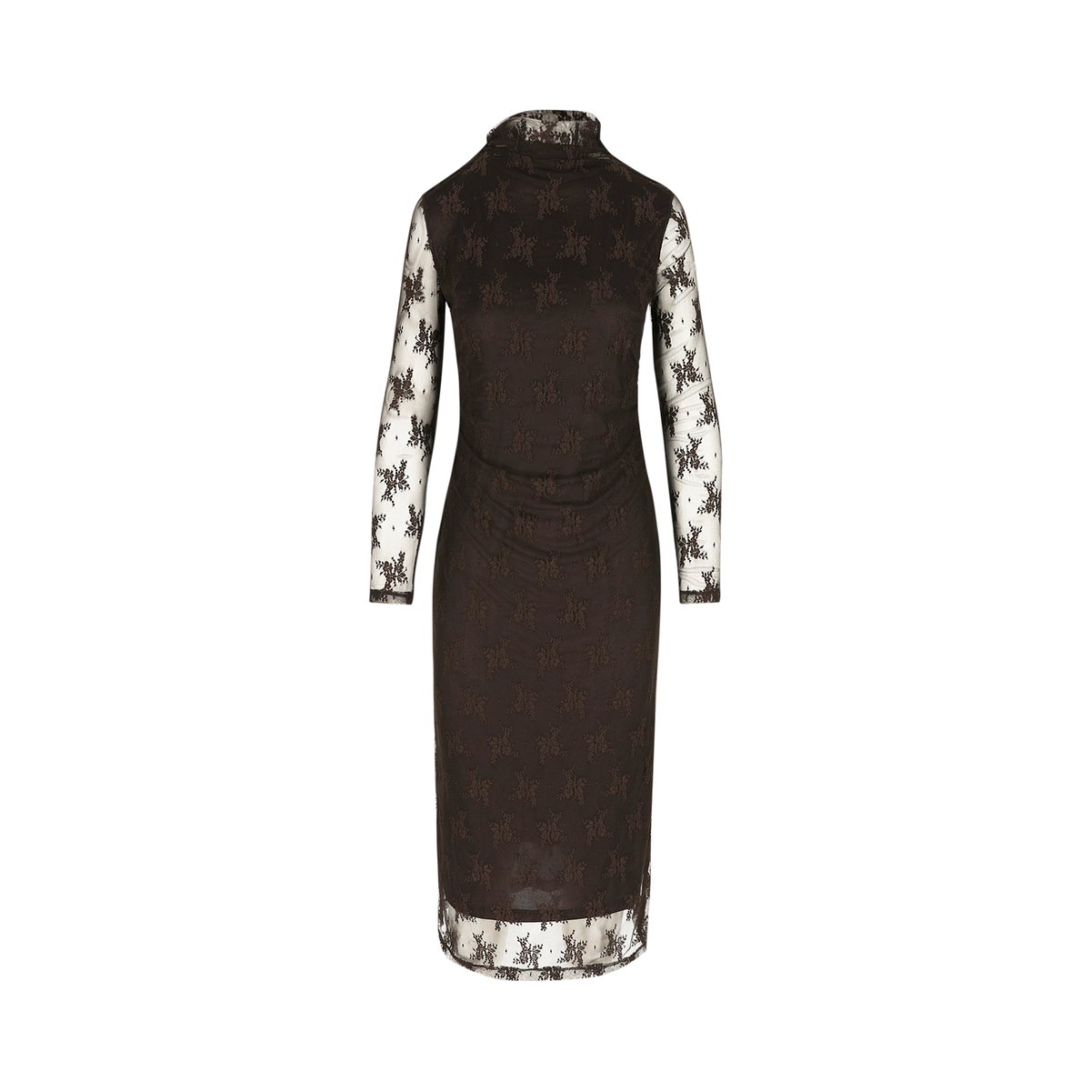 Robe midi en dentelle brun fonce chocolate, LOLALIZA