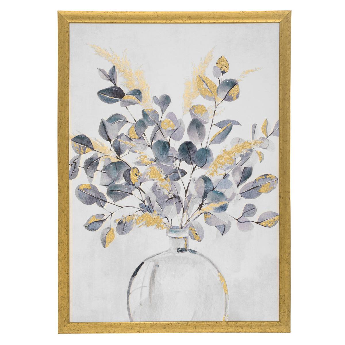 Toile imprimée FLEUR encadrée FLEURS doré, ATMOSPHERA
