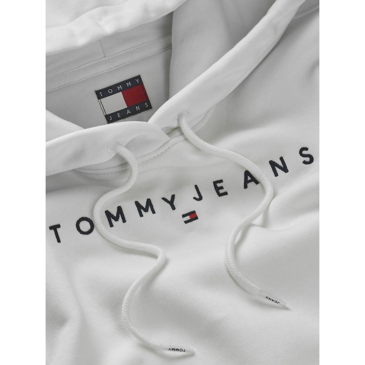 Embroidered Logo Hoodie in Cotton Mix white, TOMMY JEANS