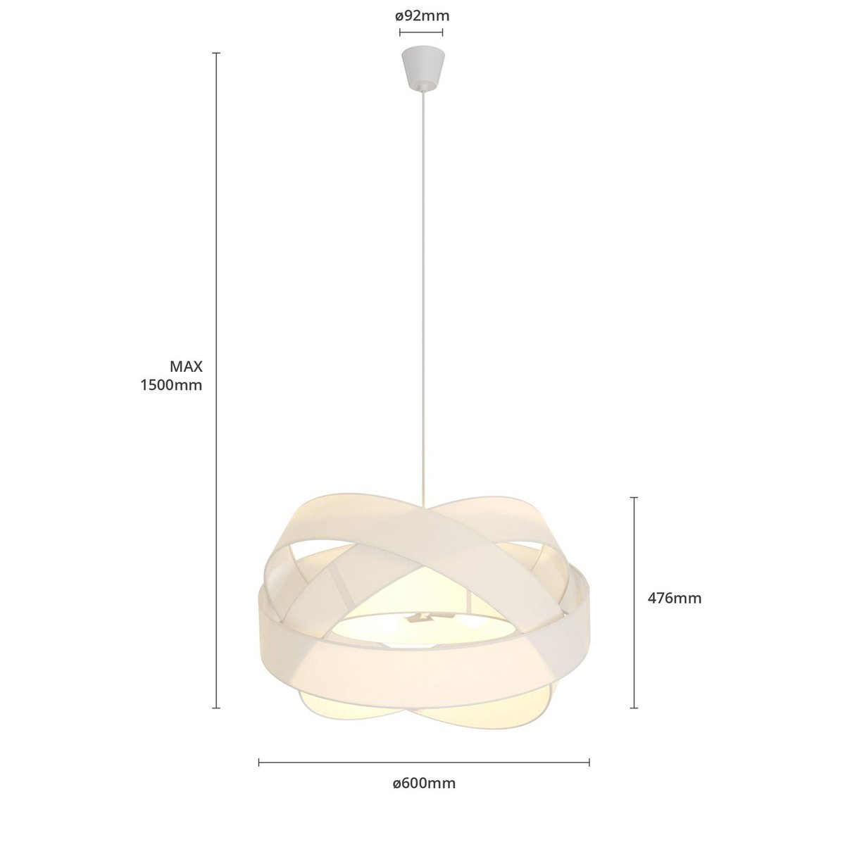 Suspension en textile moderne, Simaria blanc, LINDBY