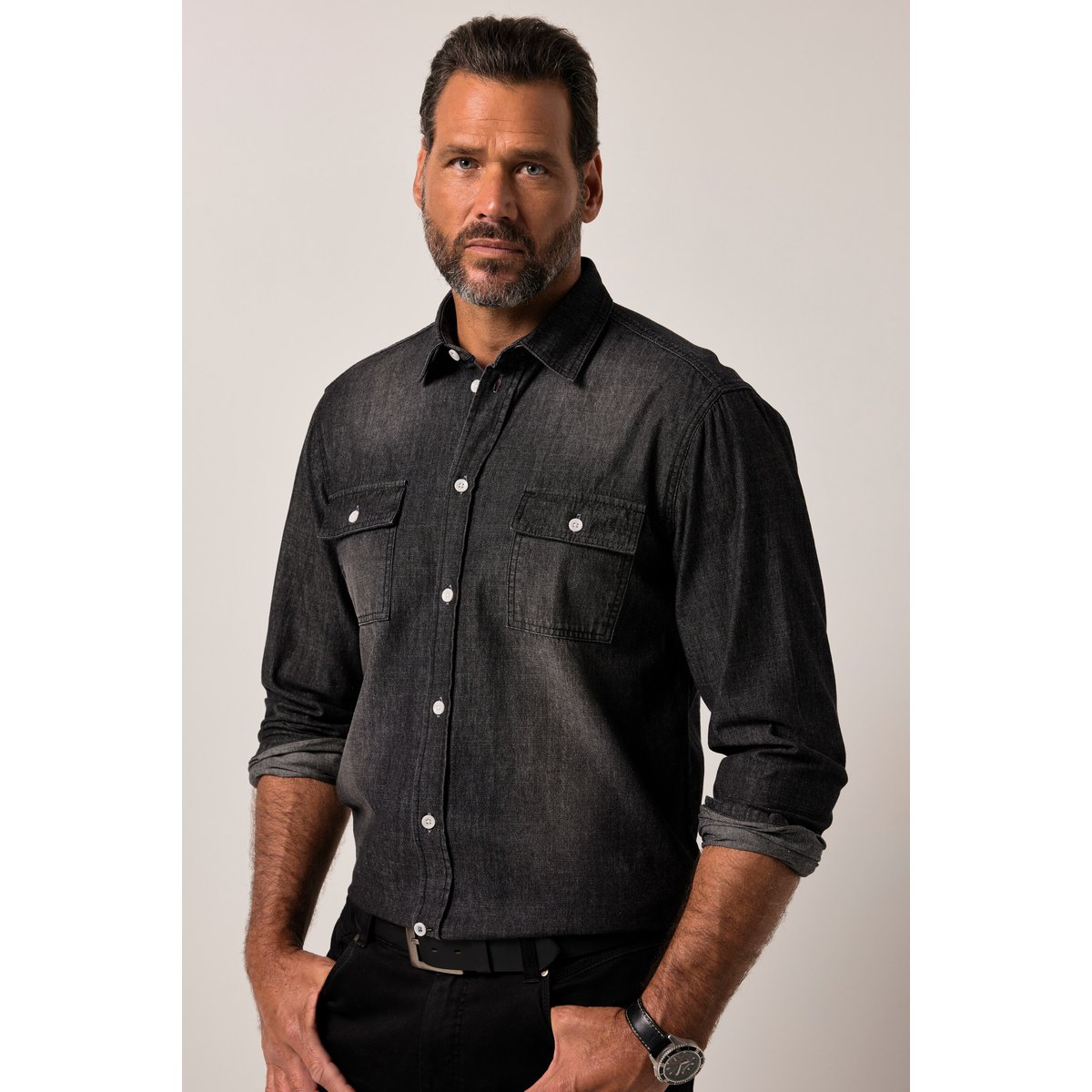 Chemise en jean esprit vintage noir, JP1880