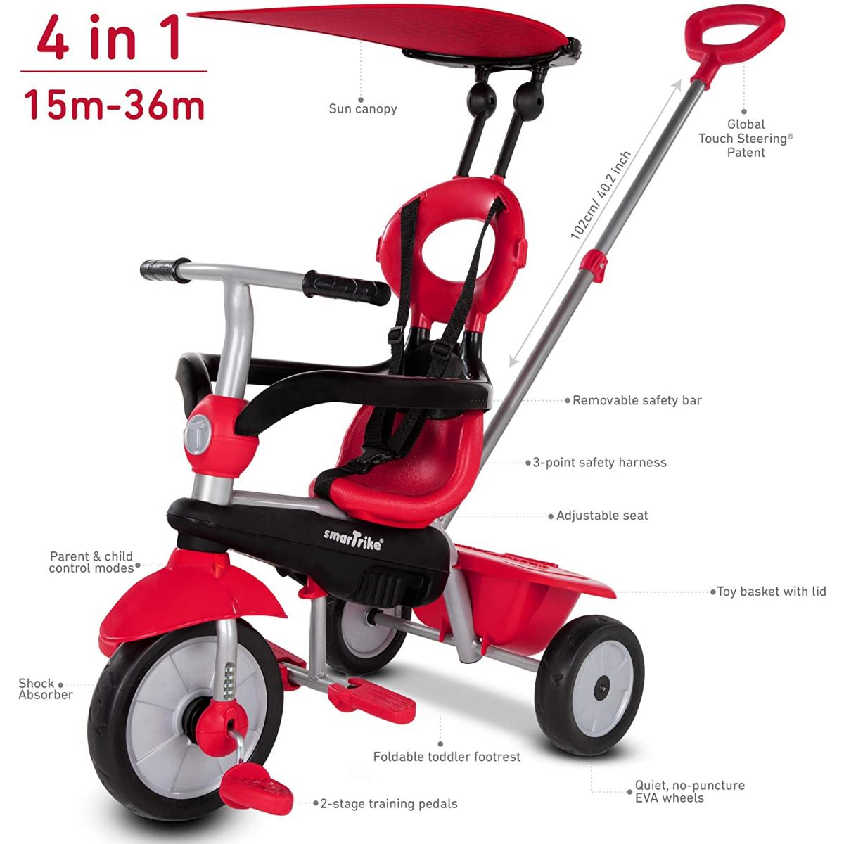 Tricycle 4 en 4 1 smarTrike Zoom Rouge rouge, SMARTRIKE