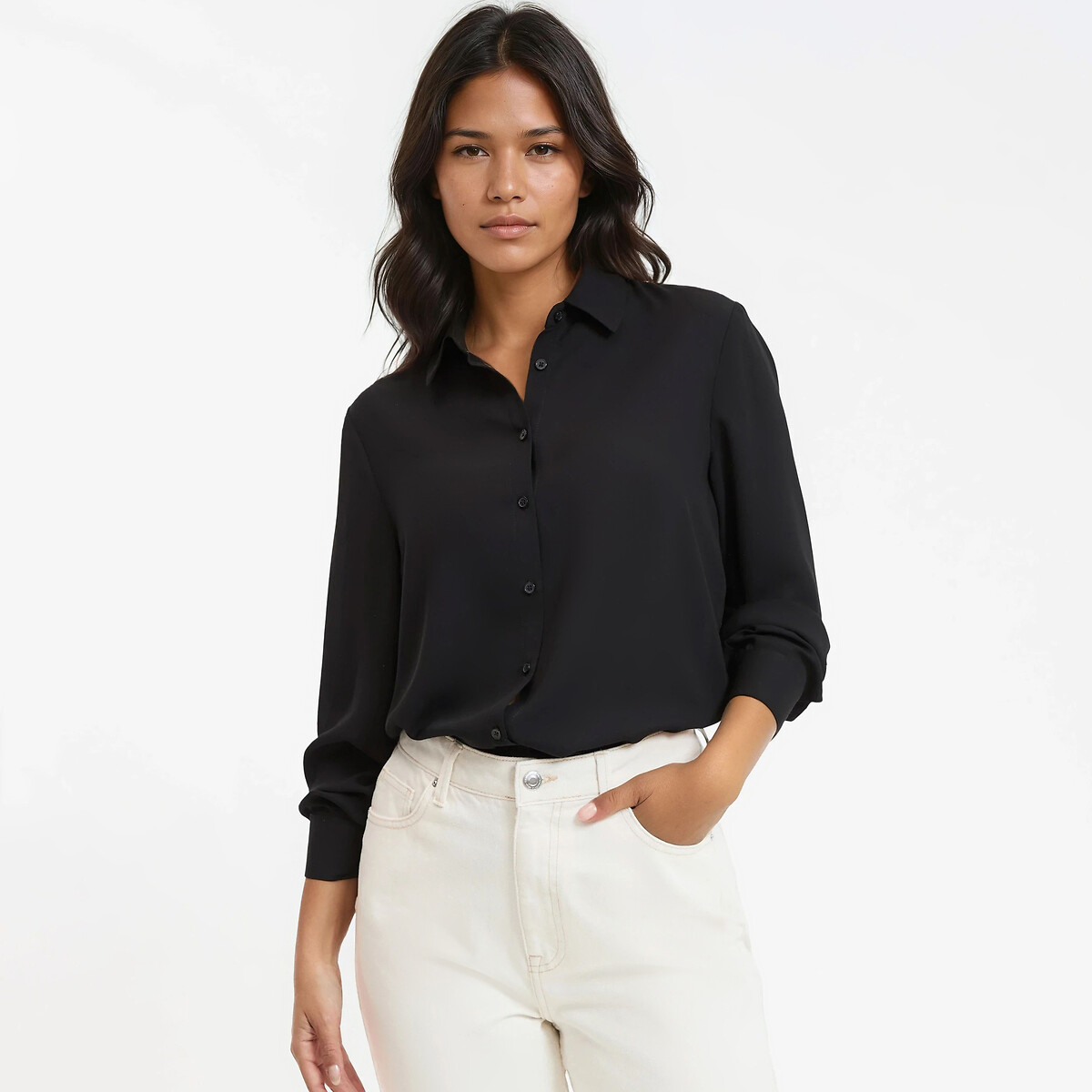 Long Sleeve Shirt black, LA REDOUTE COLLECTIONS