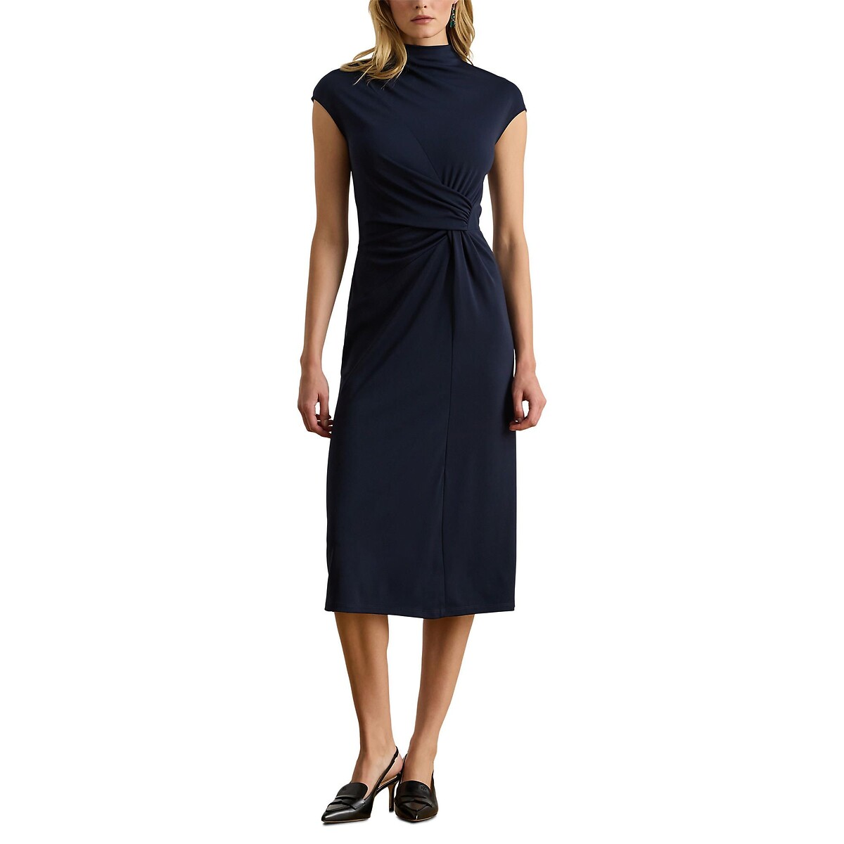 Abito longuette a maniche corte con collo alto, BERTUNO navy, LAUREN RALPH LAUREN