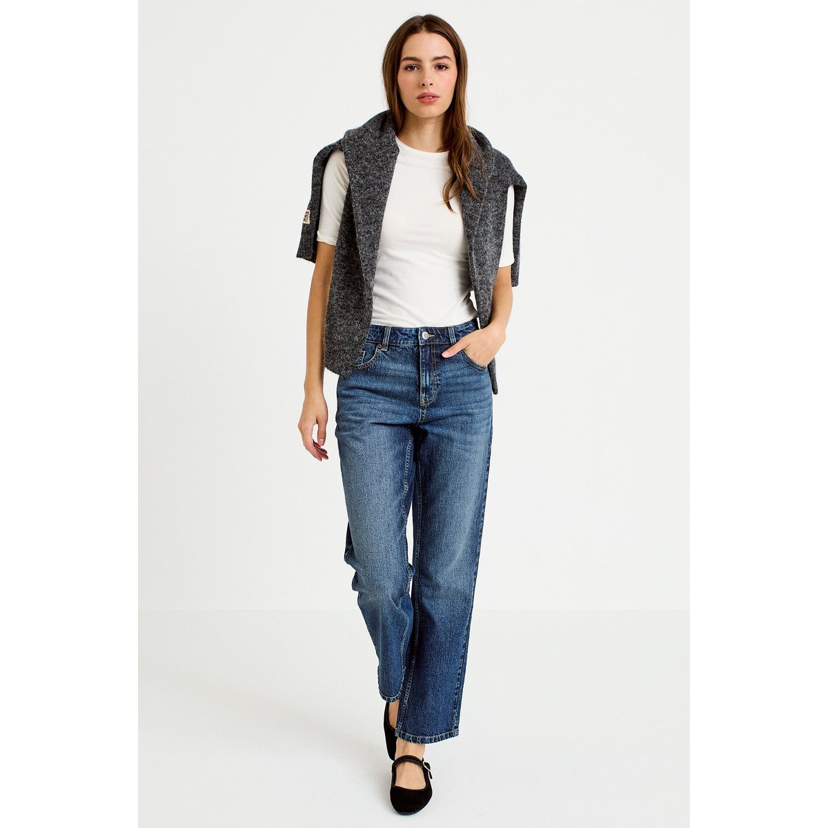 Jean droit taille standard bleu, CACHE CACHE