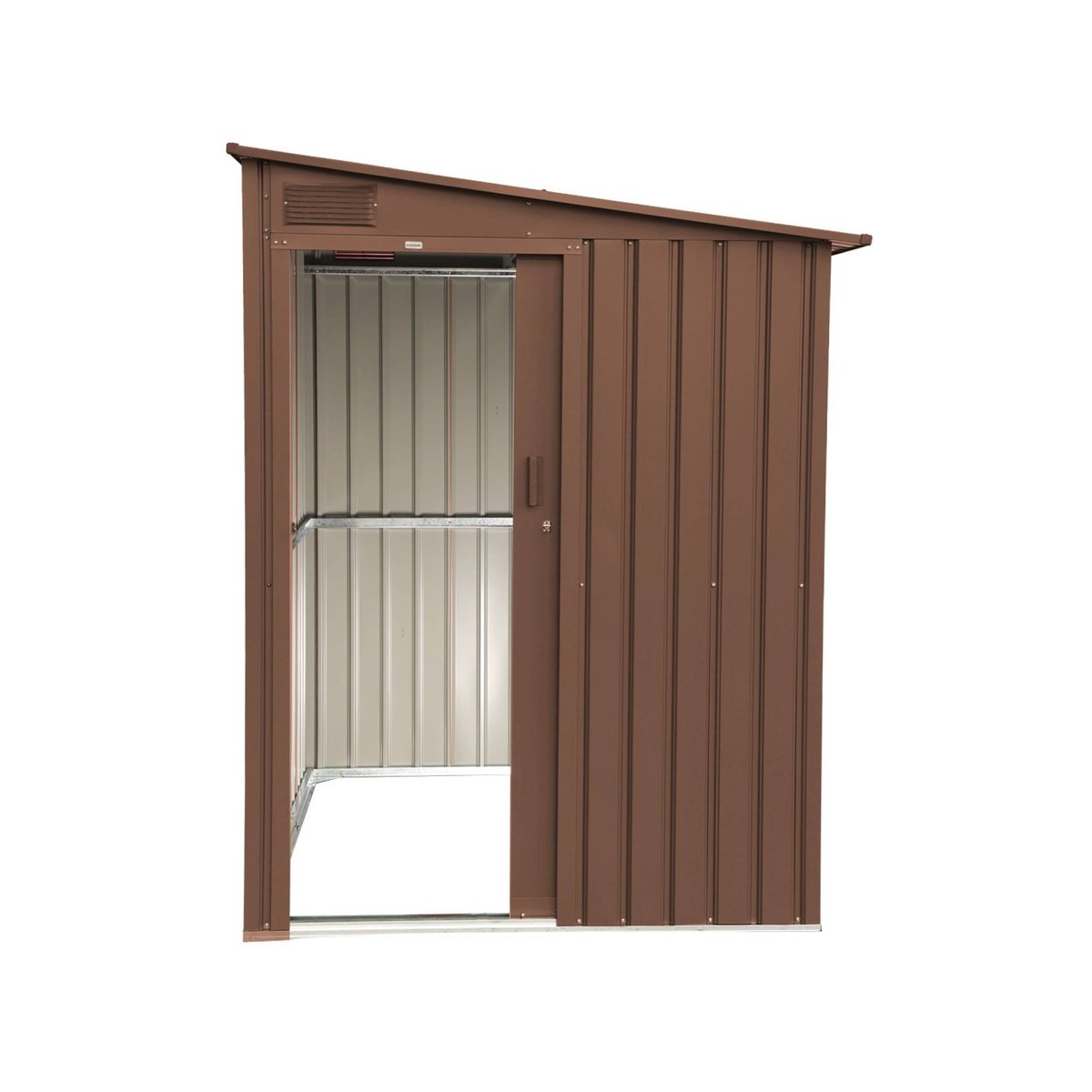 Abri de jardin adossable acier galvanisé 2,91m² avec porte coulissante et kit d'ancrage BRAY terracotta, SWEEEK