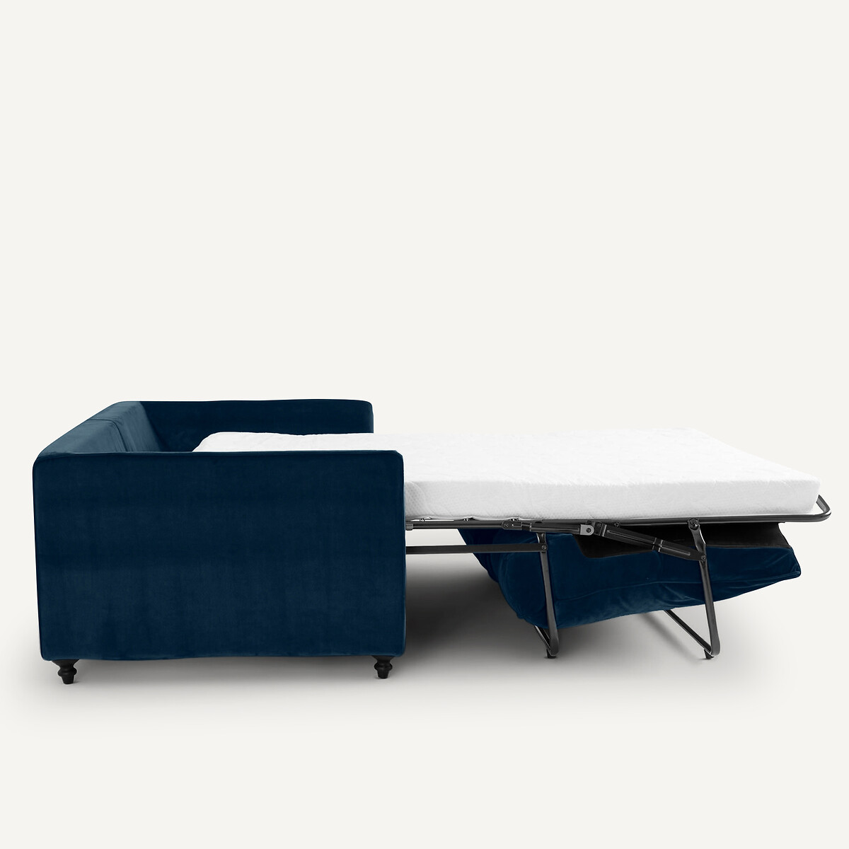 Canapé compact convertible velours, Lazare bleu paon, AM.PM