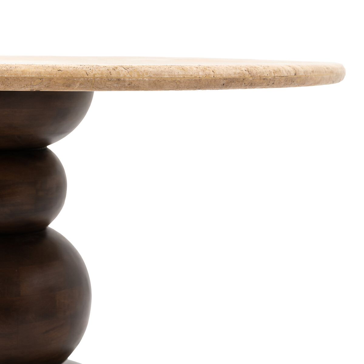 Sanford Round Travertine & Mango Dining Table dark wood, ÉDITÉ