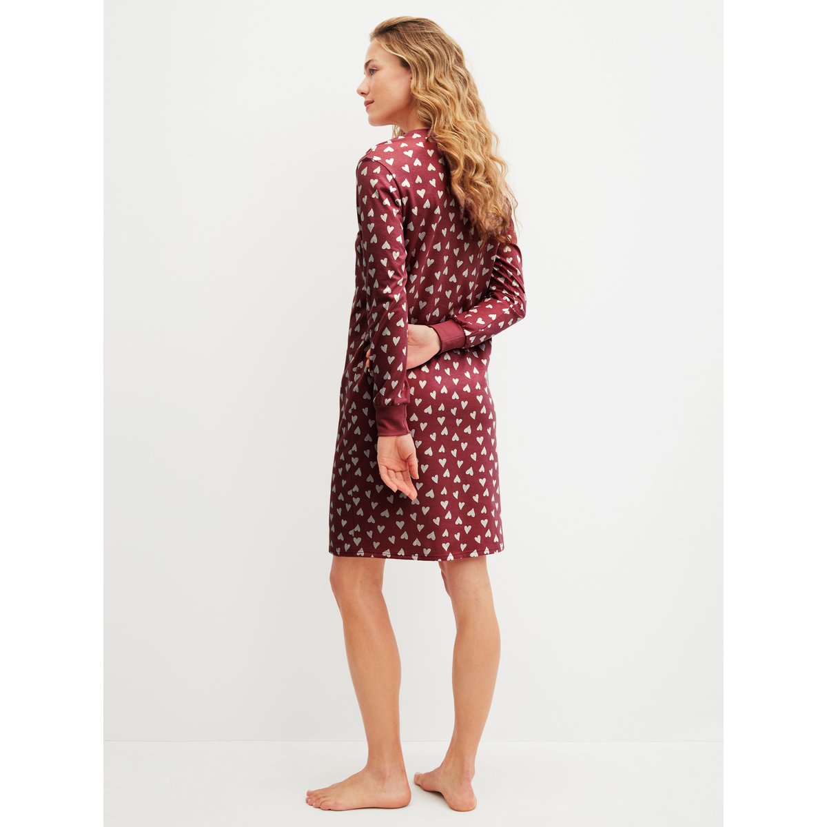 Chemise de nuit à manches longues manches longues Coton COTTON SPECIAL rouge mars, CALIDA