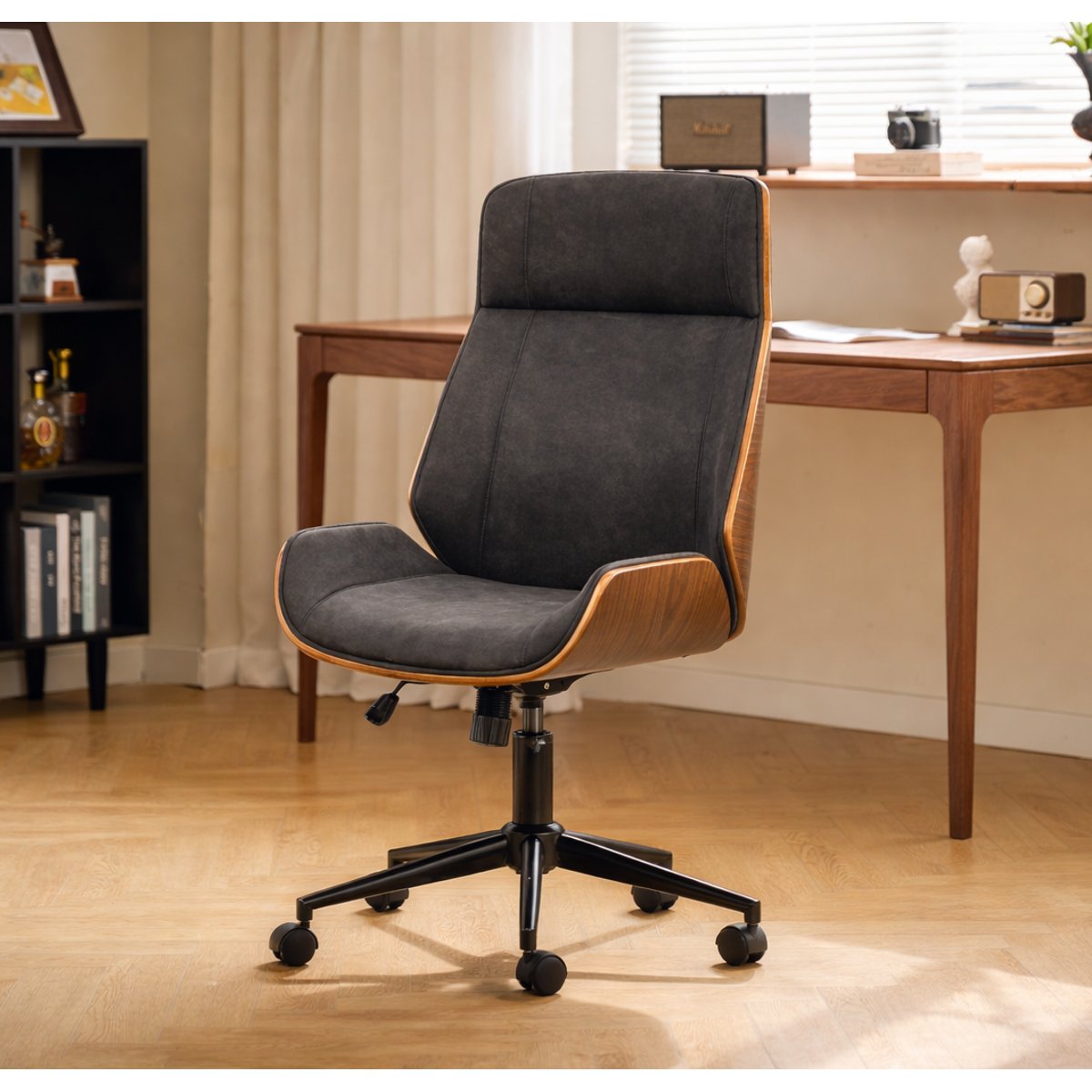 Chaise de bureau en bois, VICTORIA noir, NORDLYS