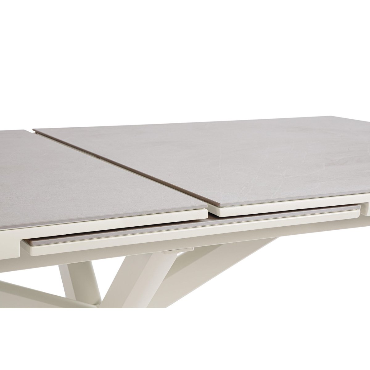 Table de jardin extensible pierre et métal L200/260 - RODAS gris cendré, HELLIN, DEPUIS 1862