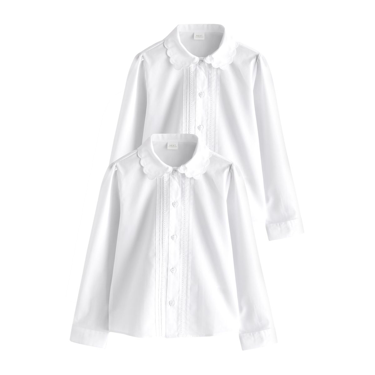 Chemisier manches longues dentelle, lot de 2 blanc, NEXT