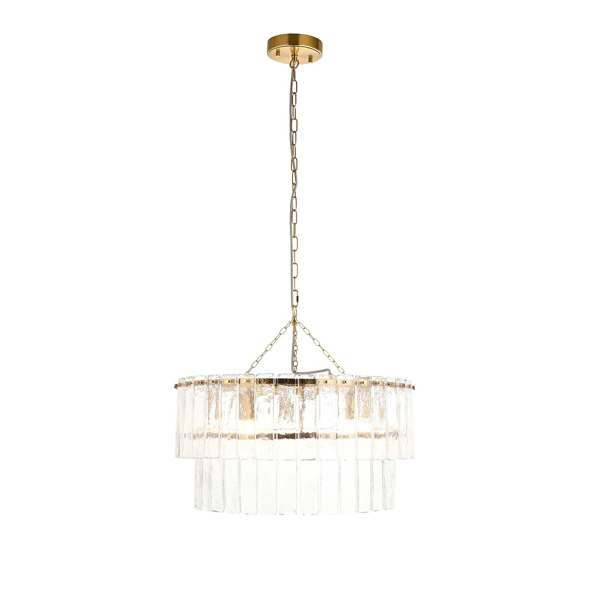 Karter 5-Light Tiered Textured Glass Pendant Light brass, ÉDITÉ