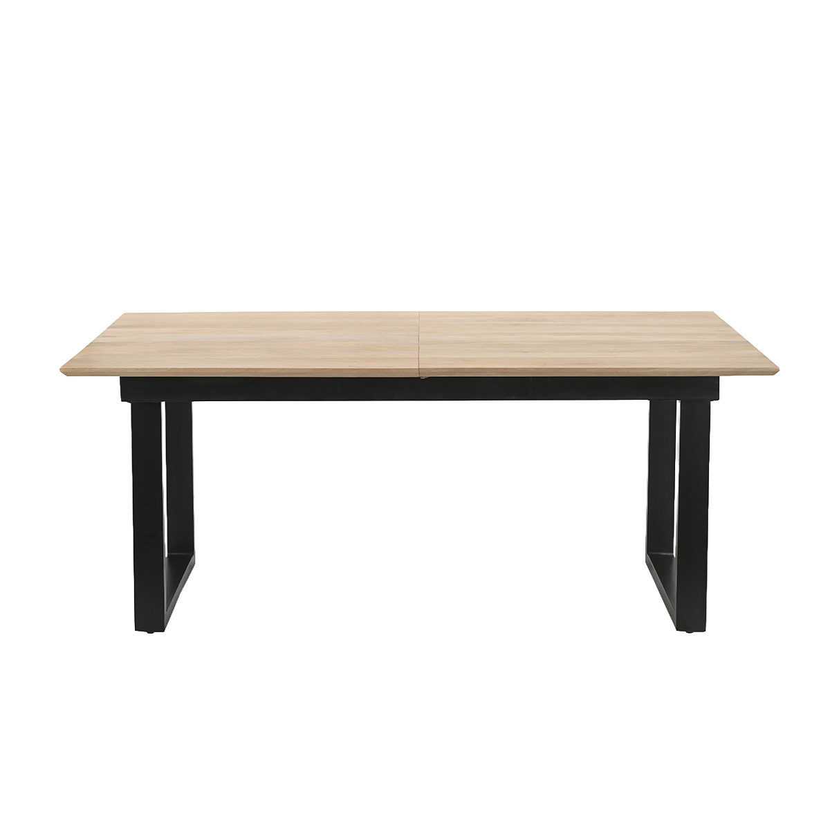 Table à manger extensible en bois clair manguier massif et métal noir L180-220 cm BRAVA couleur unique, MILIBOO