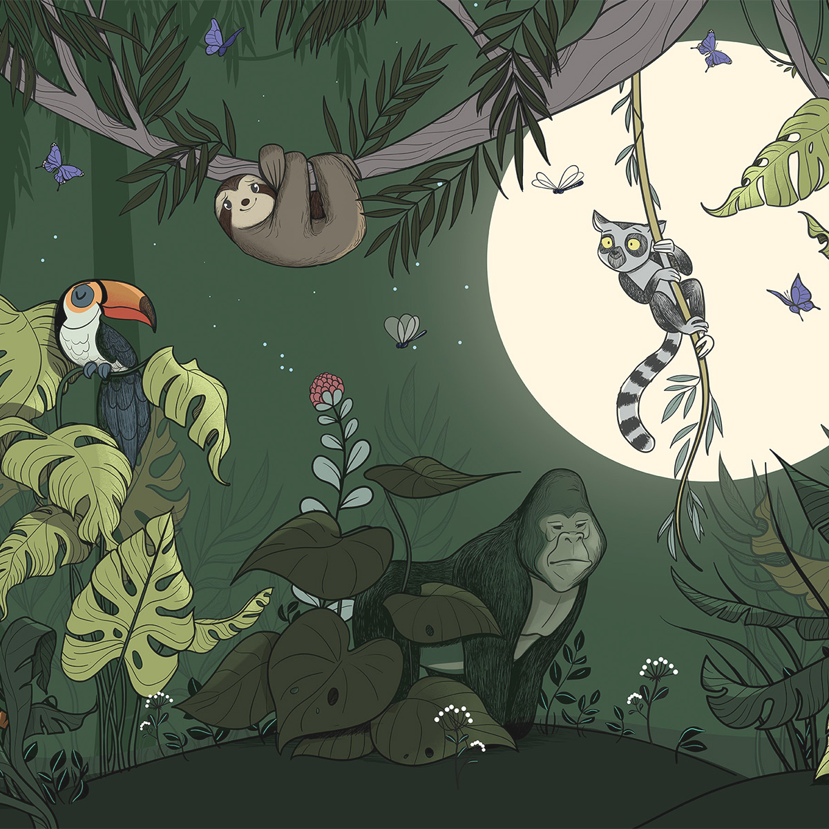 Papier peint panoramique Jungle , 510 x 250cm vert, ACTE DECO