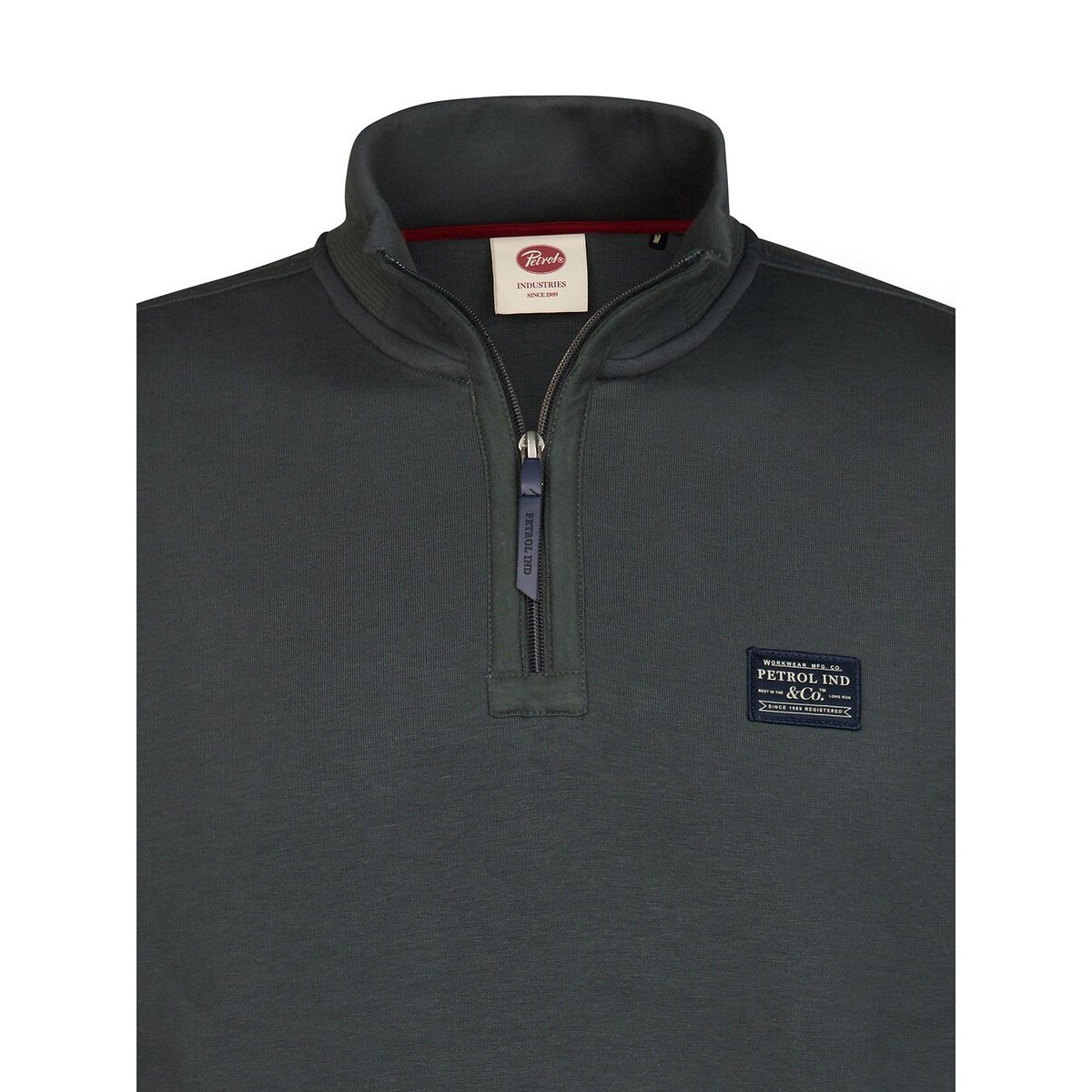 Sweat col montant zippé vert foncé, PETROL INDUSTRIES