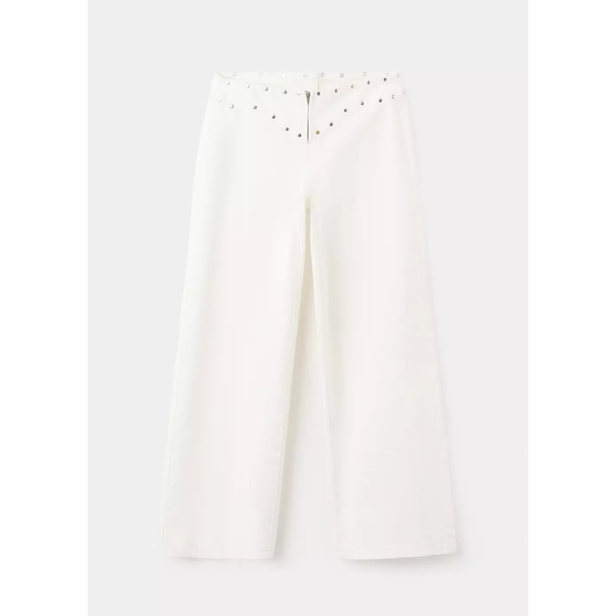 Jean low waist à clous permanents blanc cassé, MANGO TEEN