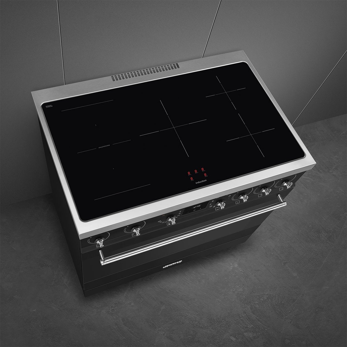 Piano de cuisson induction 5 feux 90 cm C9IM noir mat, SMEG