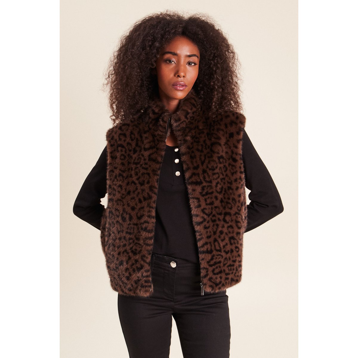 Veste col montant doublée marron, BREAL