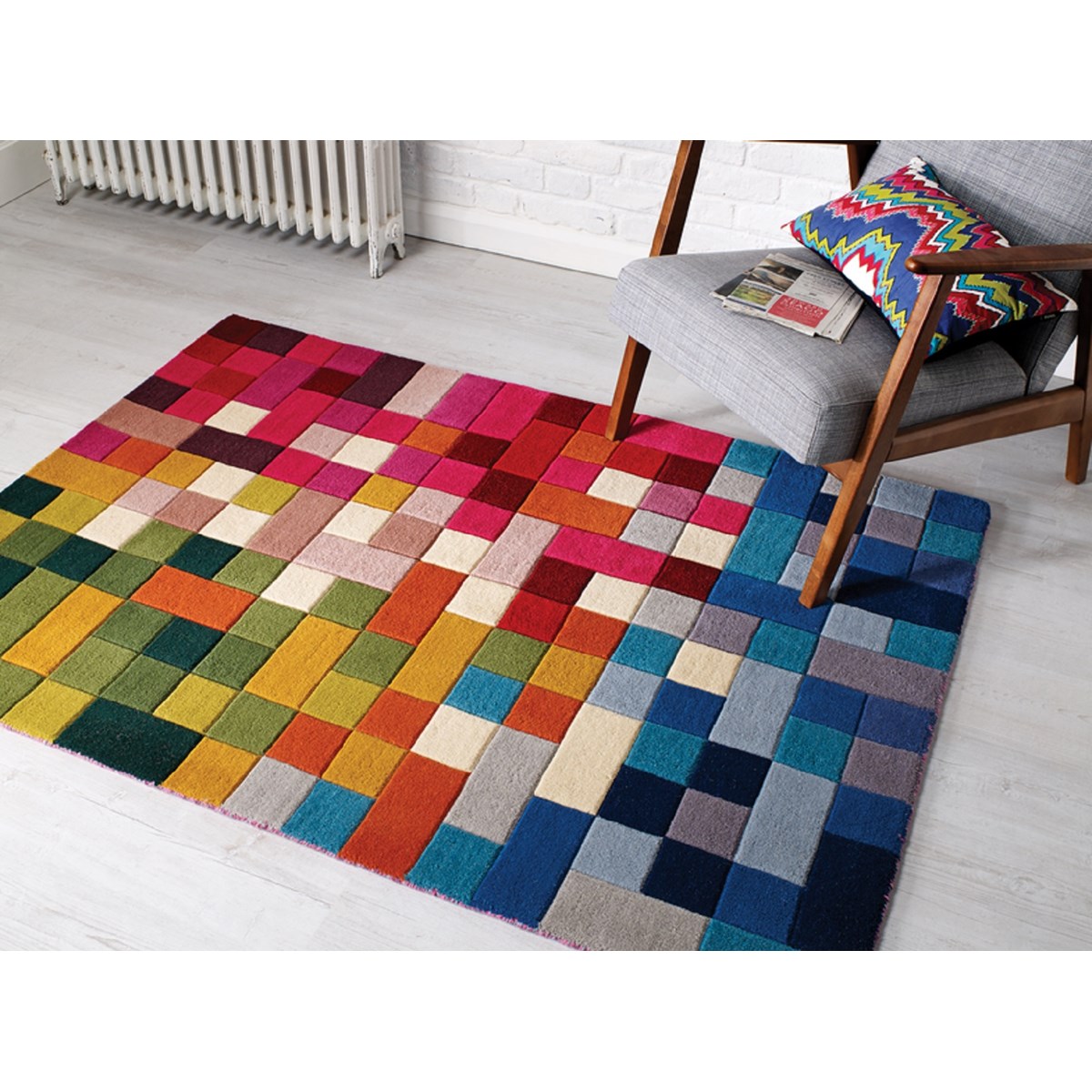 Tapis salon et chambre en laine fait main LUTECE multicolore, NOVATREND