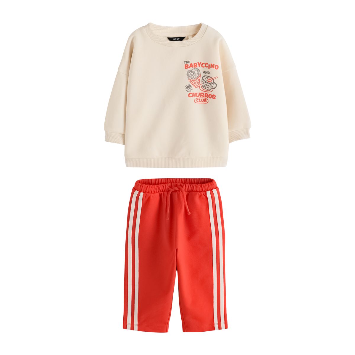 Sweat ras du cou et pantalon de jogging rouge et écru, NEXT