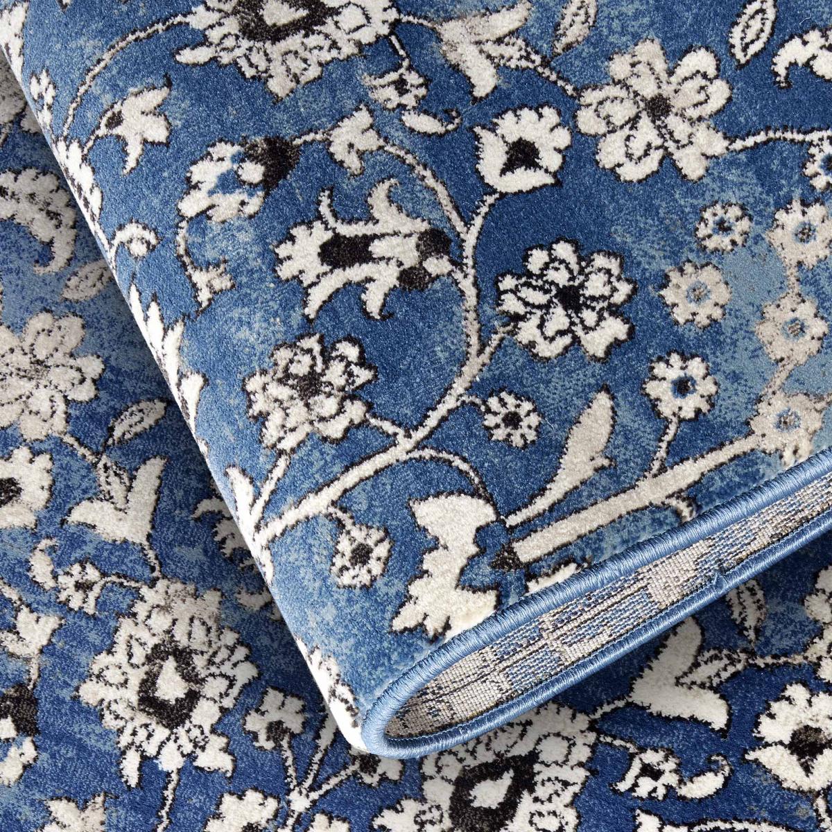 Tapis salon ERNEST Oriental bleu, crème, UN AMOUR DE TAPIS