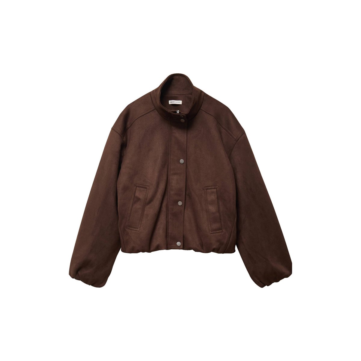 Veste effet boule col montant marron chocolat, CACHE CACHE