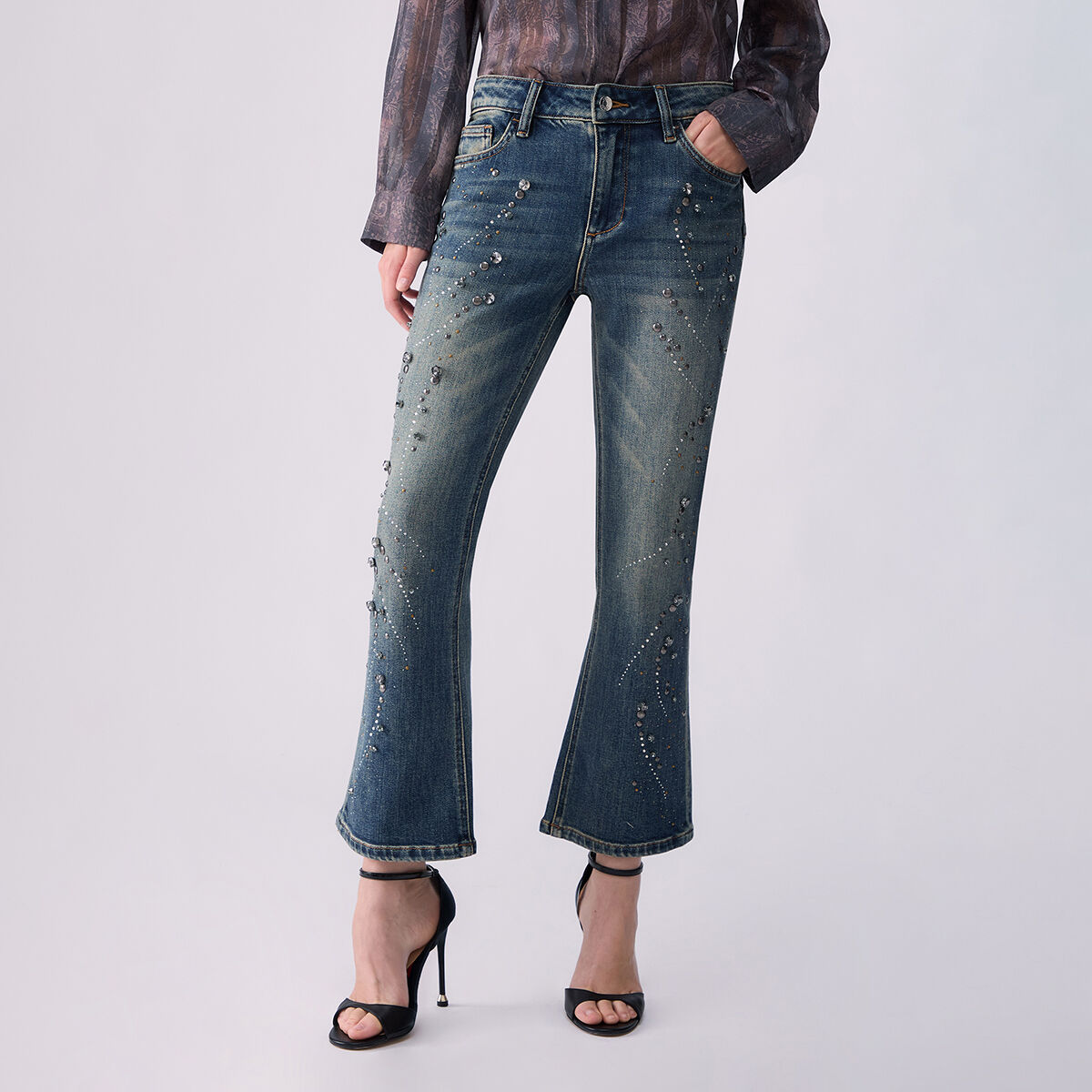 Jean bootcut avec strass denim bleu, LIU JO