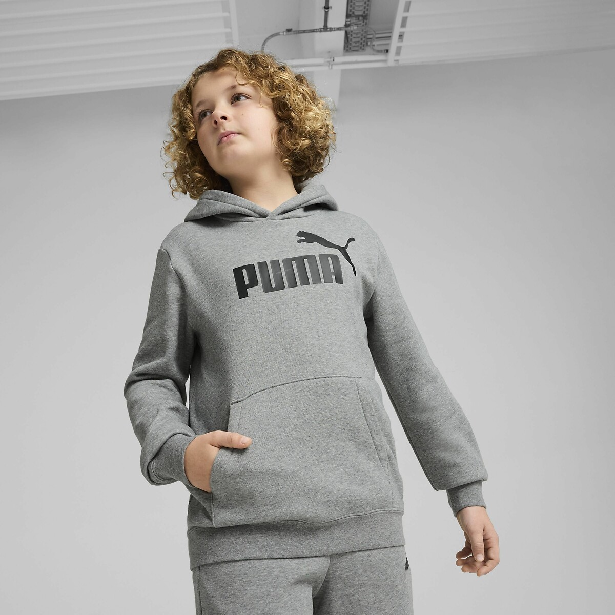 Sweat à capuche en molleton gris, PUMA