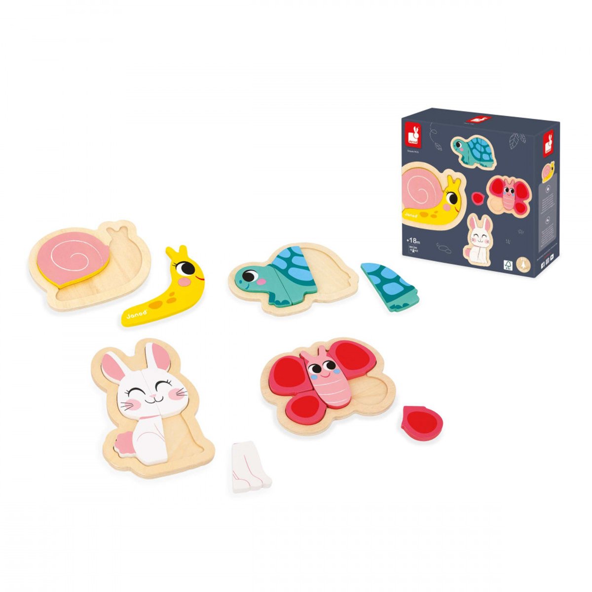 4 Puzzles Evolutifs - Jardin couleur unique, JANOD