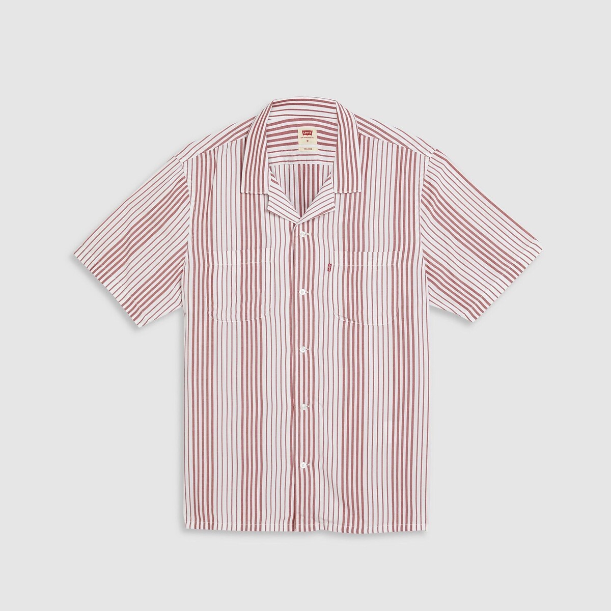 Striped Viscose Shirt with Short Sleeves pink striped, LEVI'S