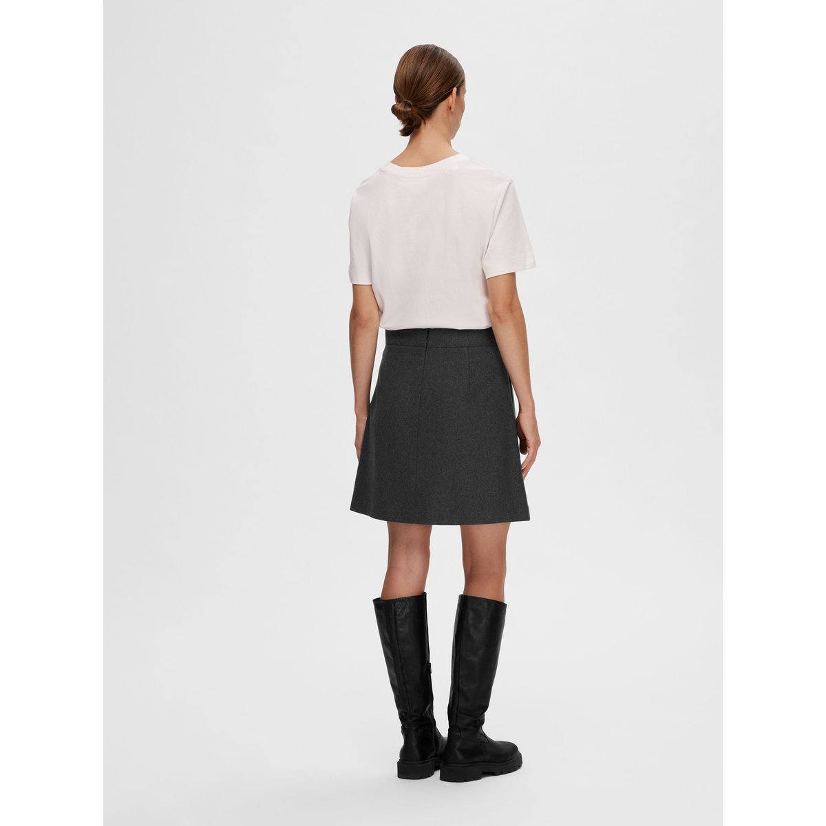 Mini-Jupe dark grey melange, SELECTED