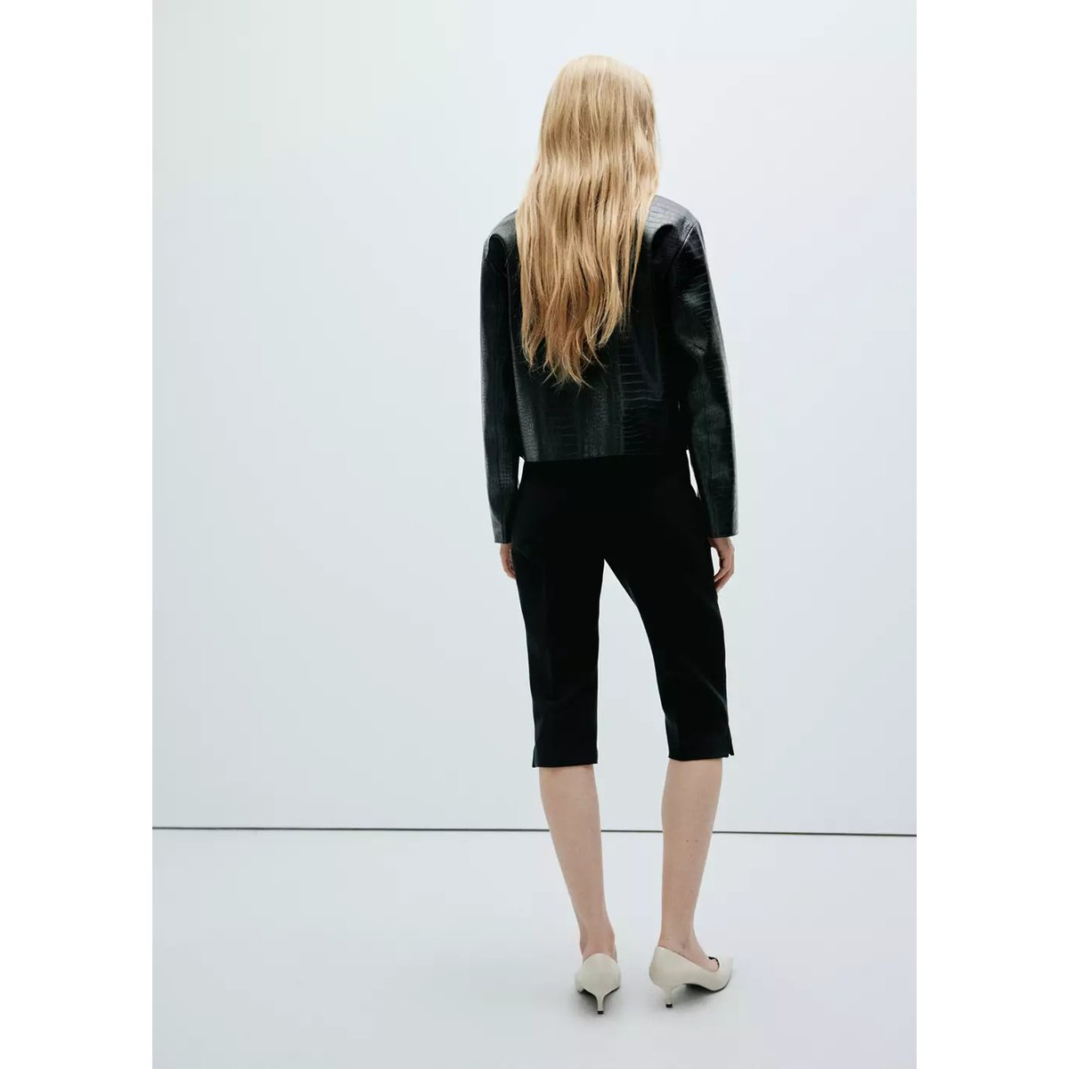 Veste effet peau de croco noir, MANGO