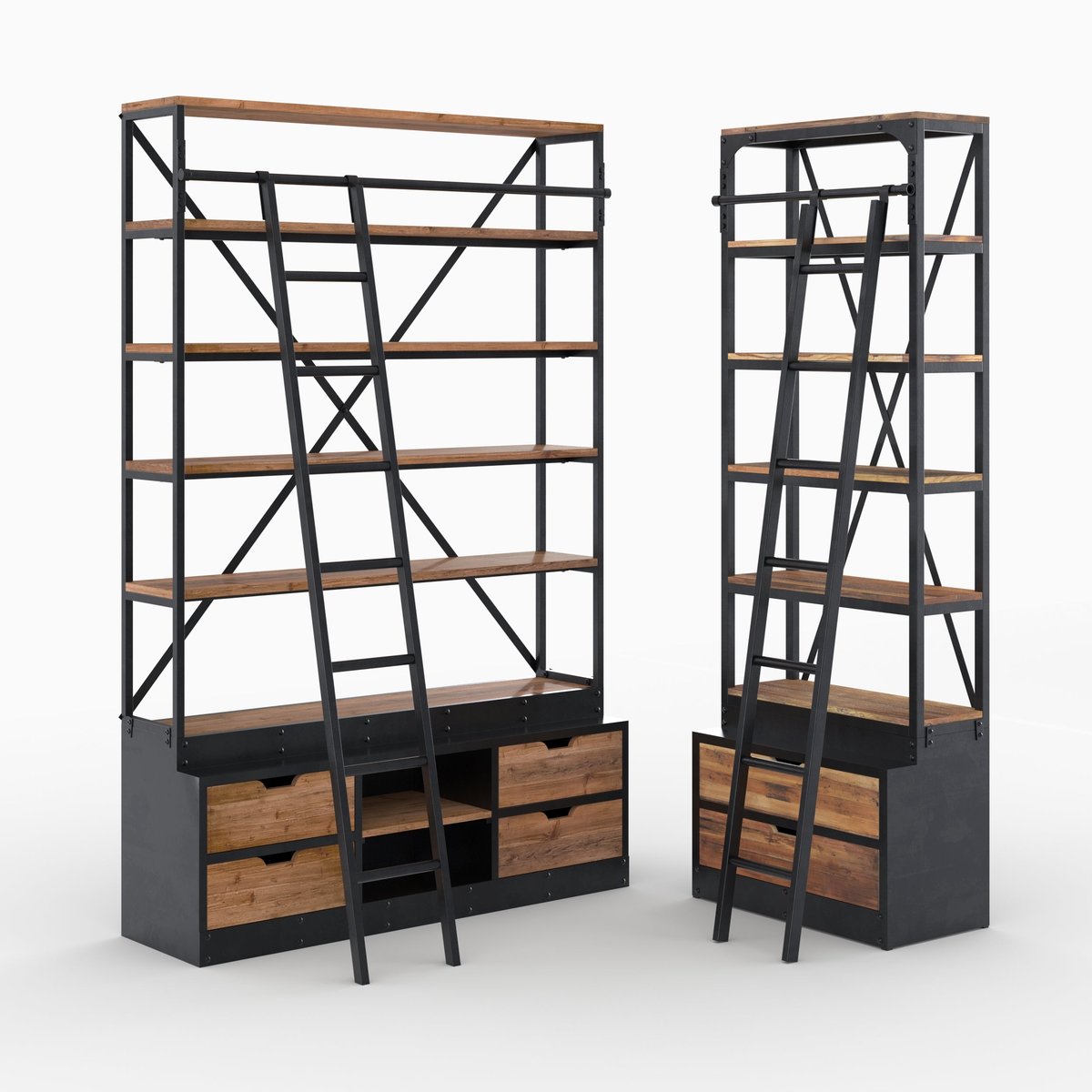 Ensemble de 2 bibliothèques en bois et métal - KASI bois et métal, MAISON PAVANE
