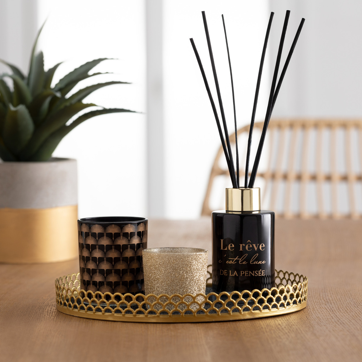 Coffret senteur bougie photophore diffuseur ARABESQUE multicolore, ATMOSPHERA