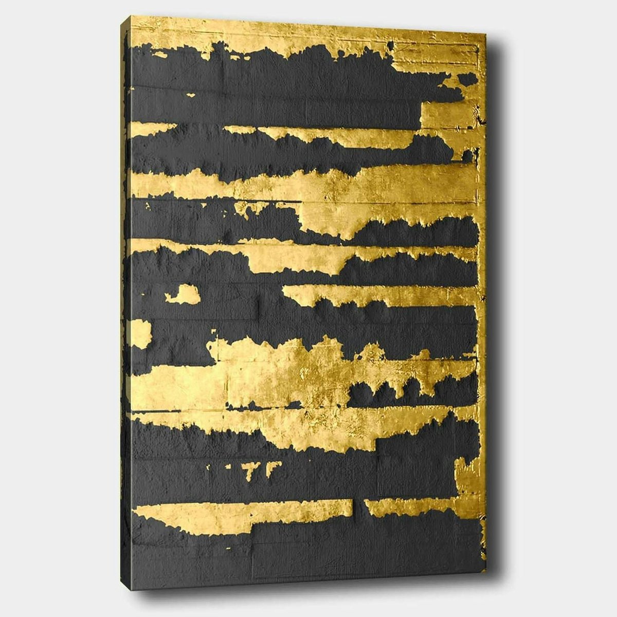 Tableau abstrait noir et or – style contemporain doré, PIER IMPORT