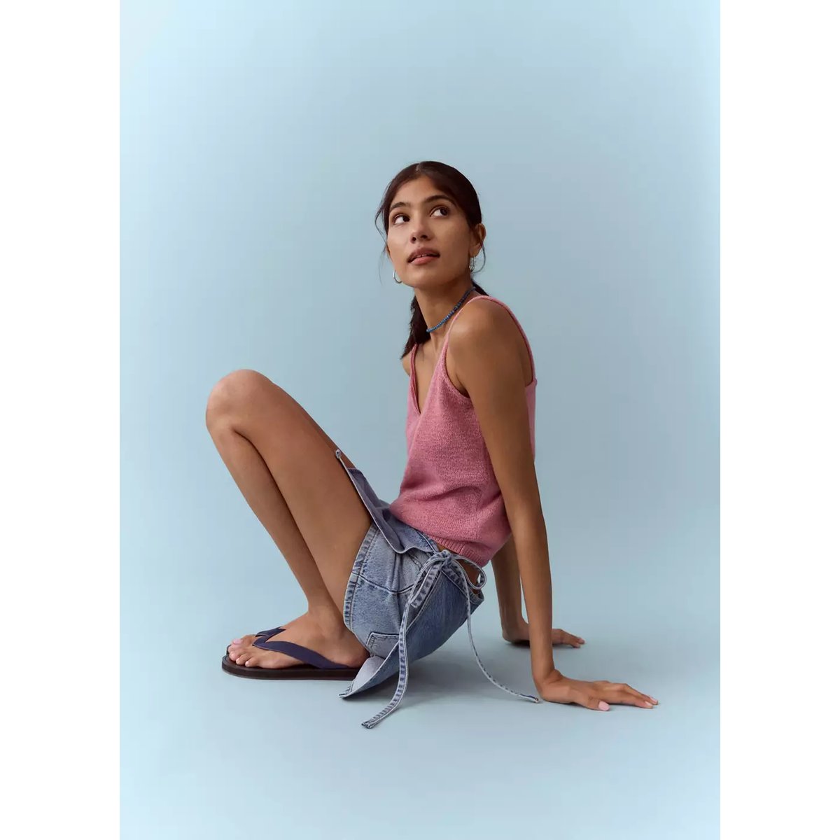 Short avec détail foulard amovible bleu clair, MANGO TEEN