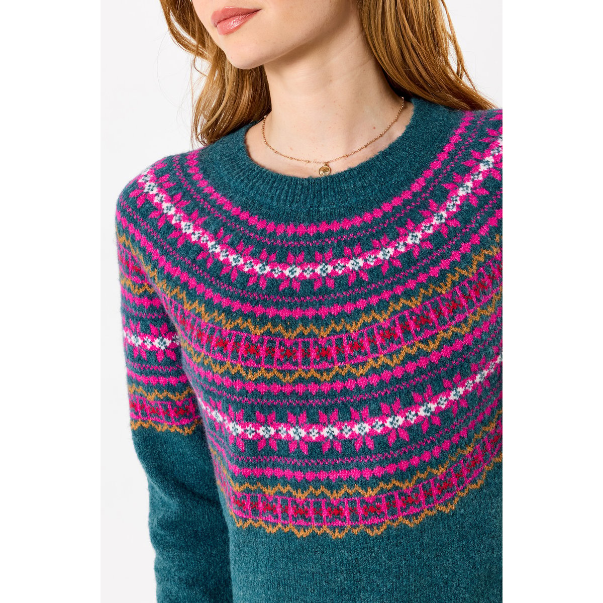 Pull Jacquard Fair Isle Balades d'Hiver vert, JOE BROWNS