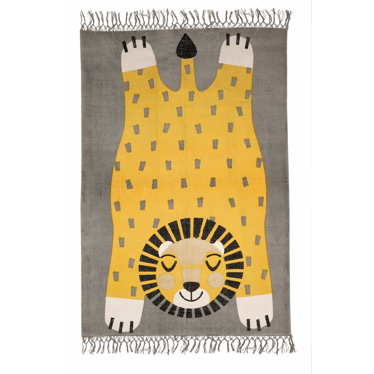 Tapis enfant lion BABA gris/safran, NATTIOT
