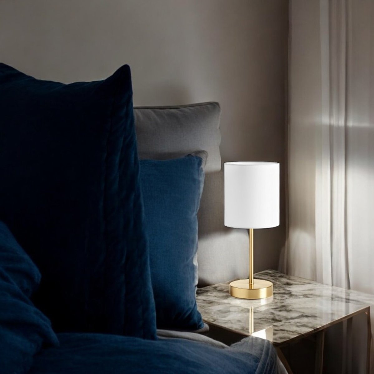 Lampe De Chevet Set Laiton Mat Et Abat-jour Blanc laiton, MILLUMINE