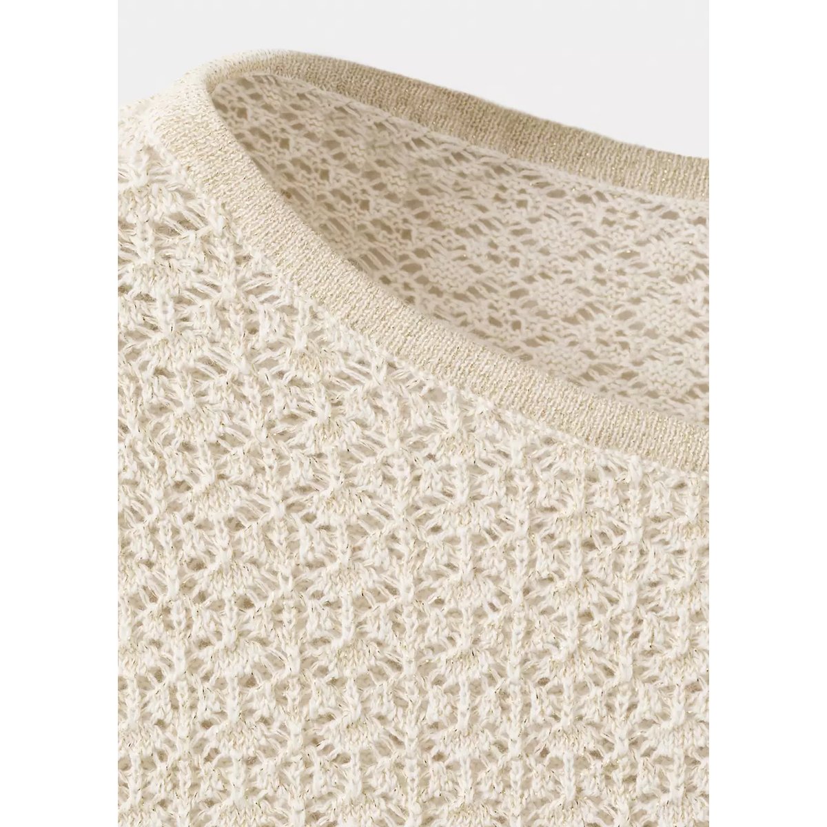 Pull maille ajourée Fil textile or, MANGO