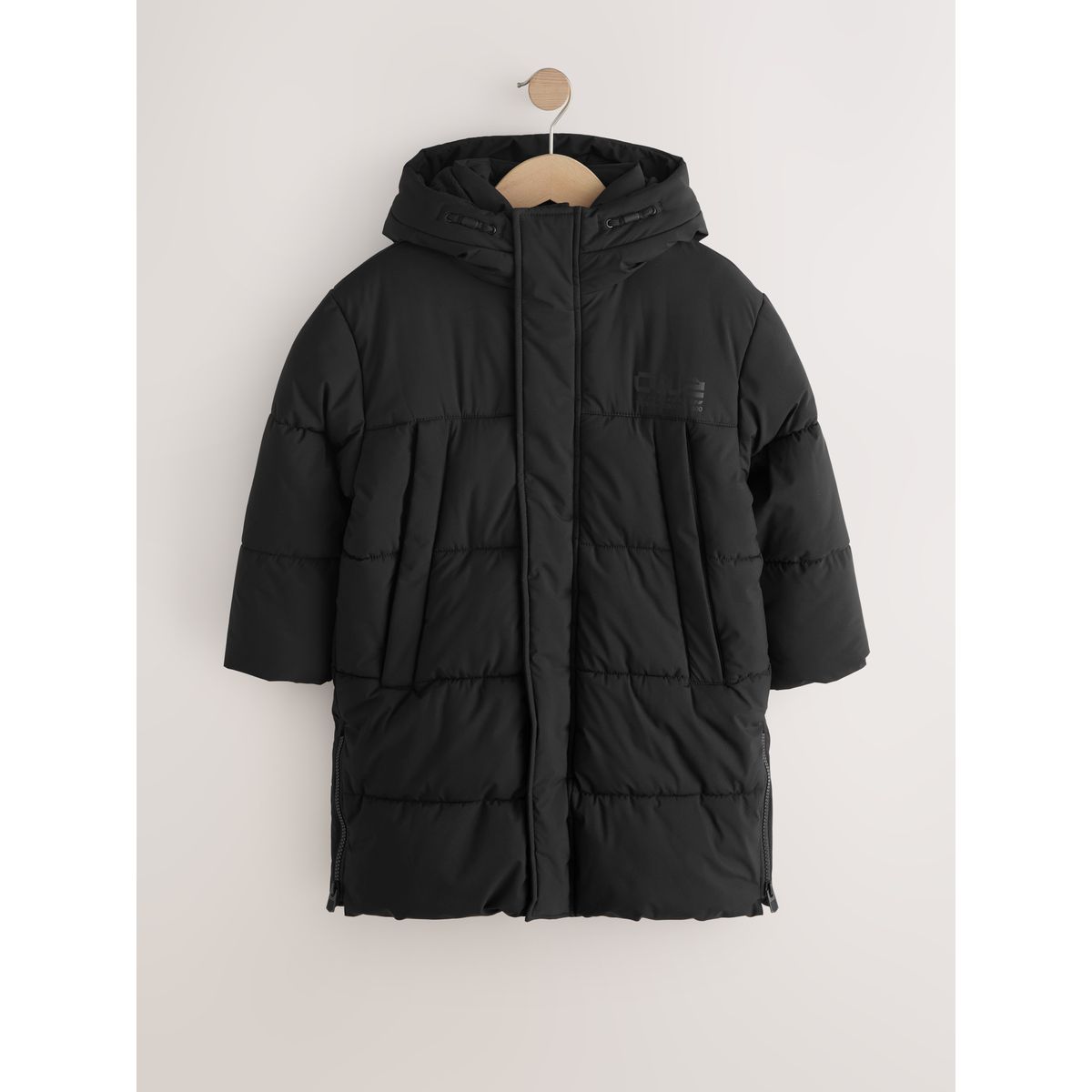 Manteau long matelassé imperméable noir, NEXT