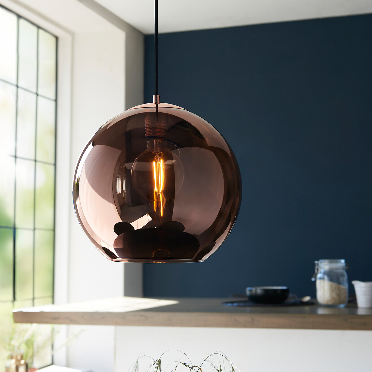 Bocco Mirrored Glass Pendant Light black, SO'HOME